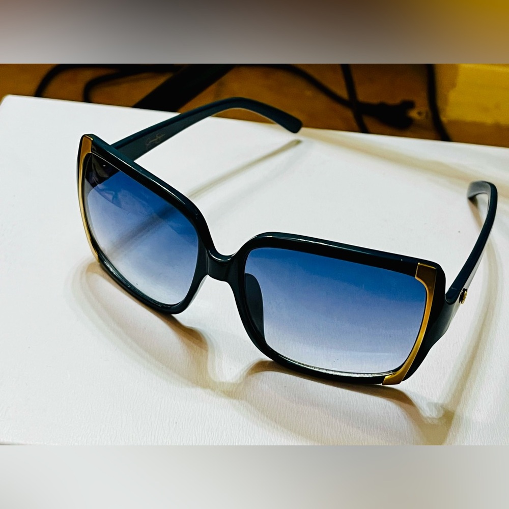 Jessica Simpson Gold and Blue Sunglasses Oversized Chic - Picture 2 of 6